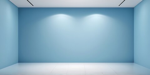 Minimalist Modern Interior with Empty Display Area on Gradient Blue Background
