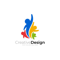 People care design social, family logo vector, colorful