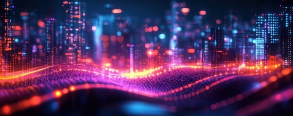 Fototapeta premium Futuristic Digital Background for Technology and Cyberpunk Art with Neon Glow and Abstract Patterns