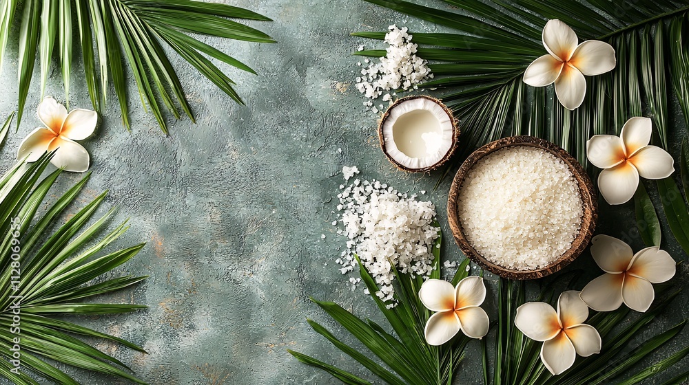 Poster a tranquil spa experience with a focus on exfoliation and hydration for glowing skin stock photo wit