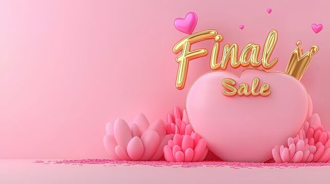 Bright and cheerful final sale concept with pink hearts and flowers, perfect for promoting offers and discounts.