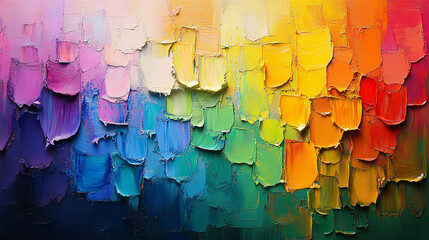 Fototapeta premium Closeup of an abstract, colorful, and bold rainbow design with vibrant hues creating a dynamic, energetic visual that symbolizes diversity, creativity, and a spectrum of possibilities in art