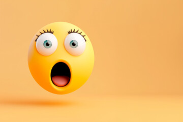 shocked emoji with wide eyes and raised eyebrows, capturing surprise or astonishment. Perfect for stock images centered on digital communication, unexpected reactions, and expressive emotions image