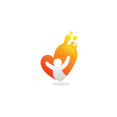 Obraz premium Heart logo and children design combination , charity design