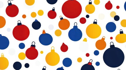 Colorful and Bold Cartoon Style Christmas Ornaments Pattern for Modern Holiday Decor, Perfect for Festive Backgrounds and Seasonal Crafts