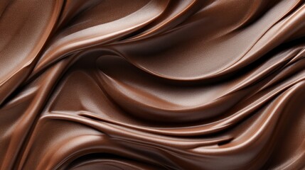 Fototapeta premium Flowing, decadent waves of smooth, melted chocolate create a luxurious abstract backdrop.