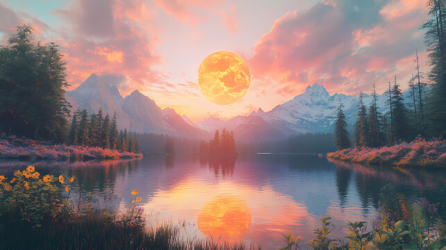 Summer solstice - the longest day of the year in june. midsommer conceptual image made by generative ai. Solstice. Illustration
