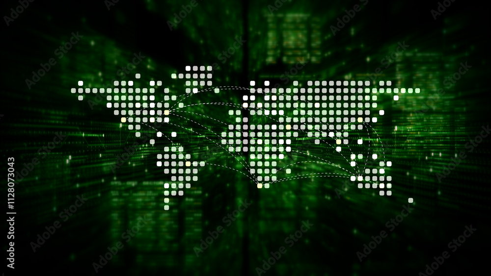 Aufkleber Futuristic metaverse, hi-tech digital data telemetry with encrypted numbers, display dynamic background for computer desktop screen display format