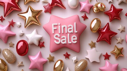 Colorful sale sign with stars, perfect for promotions and marketing campaigns showcasing final sale events.
