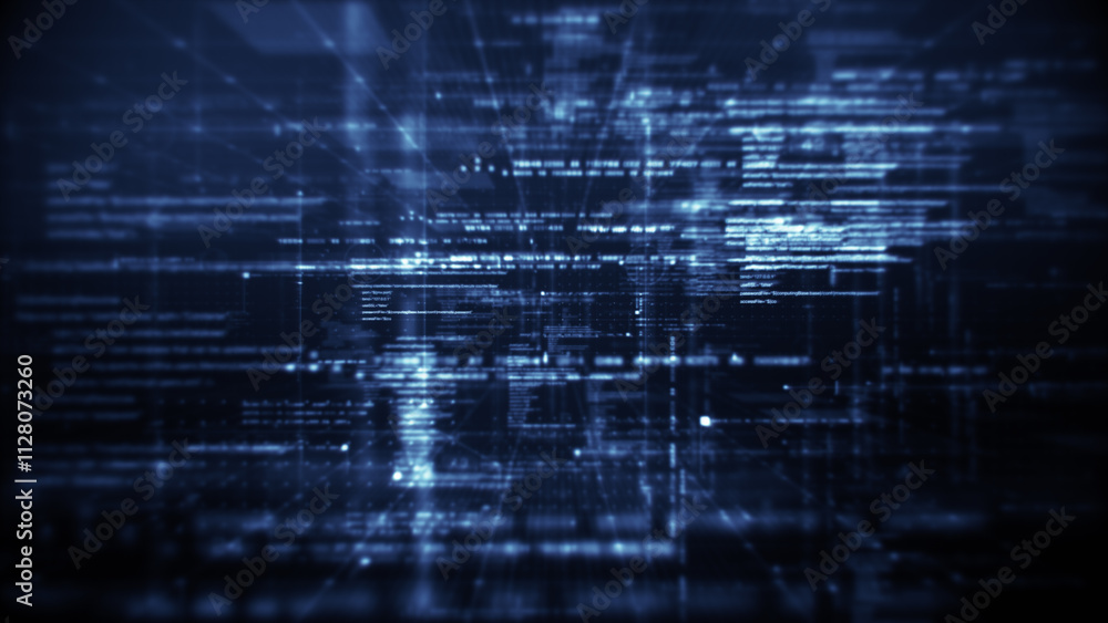 Fototapete Futuristic metaverse, hi-tech digital data telemetry with encrypted numbers, display dynamic background for computer desktop screen display format