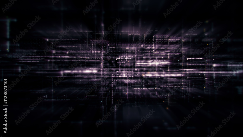 Fototapete Futuristic metaverse, hi-tech digital data telemetry with encrypted numbers, display dynamic background for computer desktop screen display format