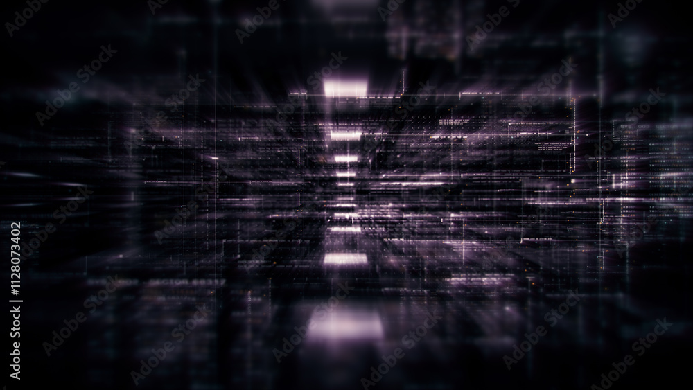 Fototapete Futuristic metaverse, hi-tech digital data telemetry with encrypted numbers, display dynamic background for computer desktop screen display format