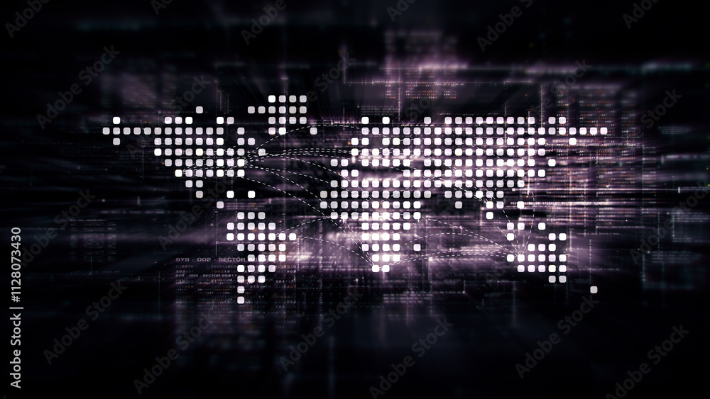Fototapete Futuristic metaverse, hi-tech digital data telemetry with encrypted numbers, display dynamic background for computer desktop screen display format