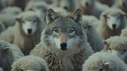 n a flock of sheep, a wolf dressed like a sheep represents deceit, guile, and ulterior motives.