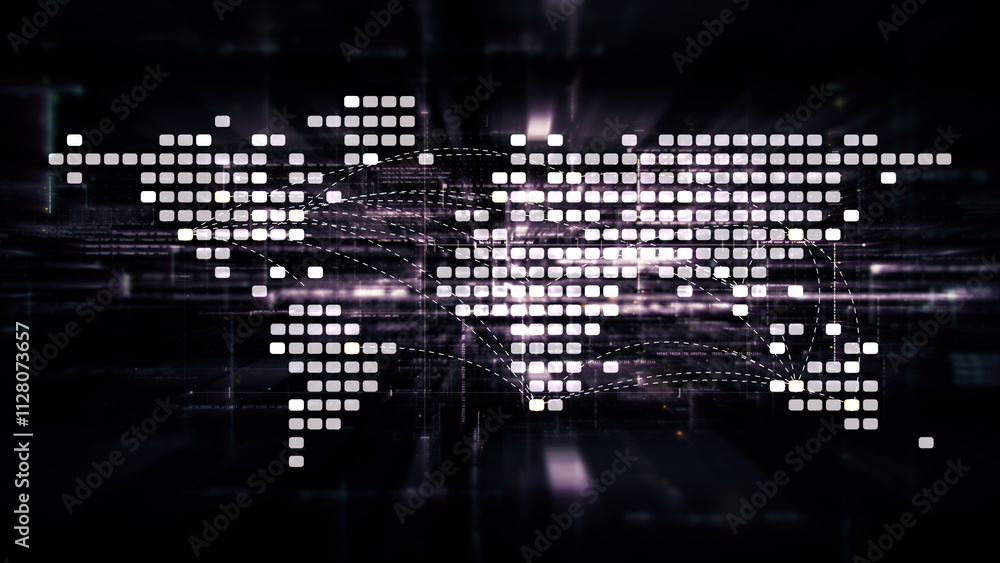 Aufkleber Futuristic metaverse, hi-tech digital data telemetry with encrypted numbers, display dynamic background for computer desktop screen display format