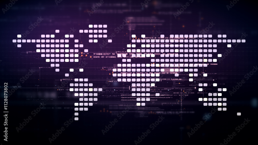 Fototapete Futuristic metaverse, hi-tech digital data telemetry with encrypted numbers, display dynamic background for computer desktop screen display format