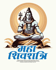 Obraz premium Happy maha shivratri and Subh shivratri with lord shiva social media post banner template