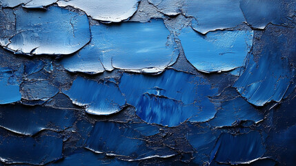 Fototapeta premium Abstract close-up of rough dark blue-colored art conveying depth and texture, evoking a sense of mystery, complexity, and emotional intensity, with a focus on intricate details and rich color contrast