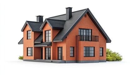 Isolated luxury modern home on white background, real estate or property concept.3D illustration