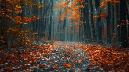 Autumn's embrace.  Crisp air, fallen leaves, and a sunbeam's gentle kiss.  Lost in the beauty of this enchanted forest. ai generaed