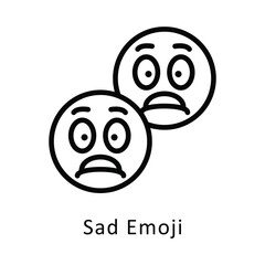 Sad Emoji Vector Outline Icon. Eps file 10