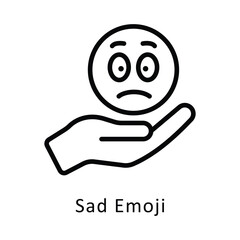 Sad Emoji Vector Outline Icon. Eps file 10
