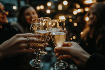 shots of people toasting with champagne