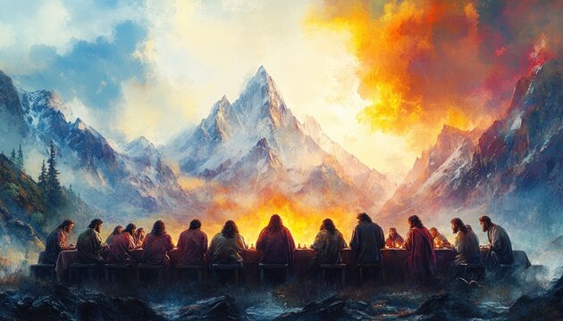 The Last Supper Jesus Christ Maundy Holy Thursday New Testament Watercolor Illustration Spirituality Faith Worship Prayer