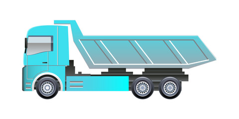 blue dump truck illustration vector