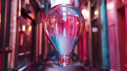 pink bulb in an alley of town