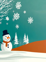 snowman and christmas tree