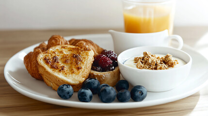 breakfast with muesli and orange juice