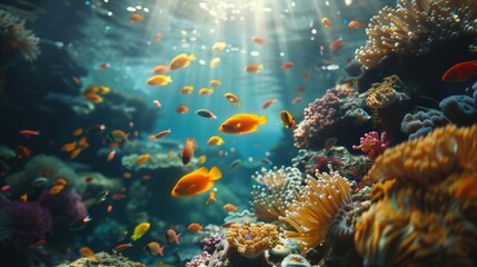 Sunlight streams down, illuminating a kaleidoscope of coral and fish.  Pure magic. ai generaed