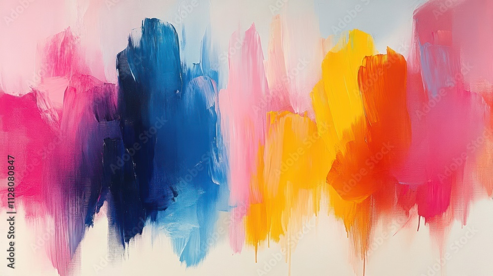 Poster abstract seamless pattern with colorful pastel brushstrokes in dynamic composition and textured art