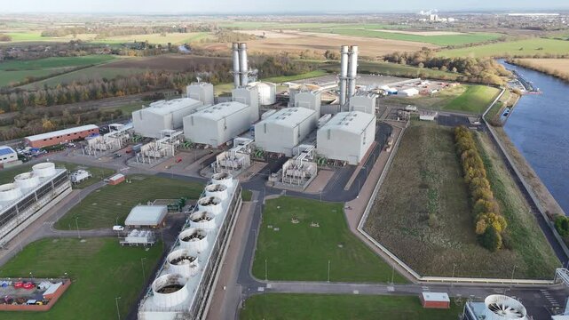 Staythorpe power station Newark on Trent UK drone,aerial high angle