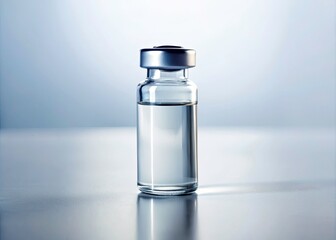 Minimalist Vaccine Bottle Photo, White Background, Medical Photography, Healthcare Image, Sterile Vial, Injection, Immunization, Vaccination