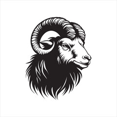 Ram Head vector illustration - Sheep Face ClipArt Design
