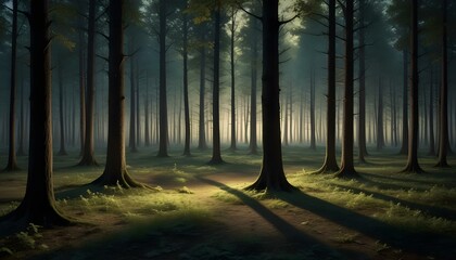 Green Forest Sun Sky Pine Bamboo Trees Jungle Canopy Background Summer Spring Autmn Camping Travel