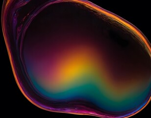 Colorful shiny Bold holographic liquid blob Iridescent wavy melted substance isolated on  black background 