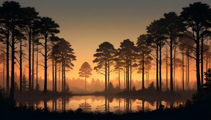 Obraz premium Green Forest Sun Sky Pine Bamboo Trees Jungle Canopy Background Summer Spring Autmn Camping Travel