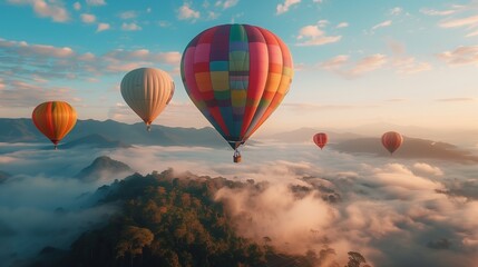 Obraz premium Sunrise serenades and colorful dreams. A breathtaking view from above, filled with wonder. ai generaed