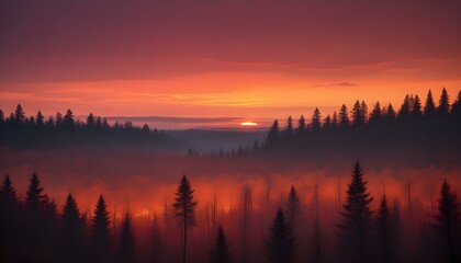 Obraz premium Green Forest Sun Sky Pine Bamboo Trees Jungle Canopy Background Summer Spring Autmn Camping Travel