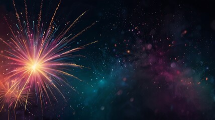Fototapeta premium background copy space explosion of fireworks with bright colors, new year, festival, greeting