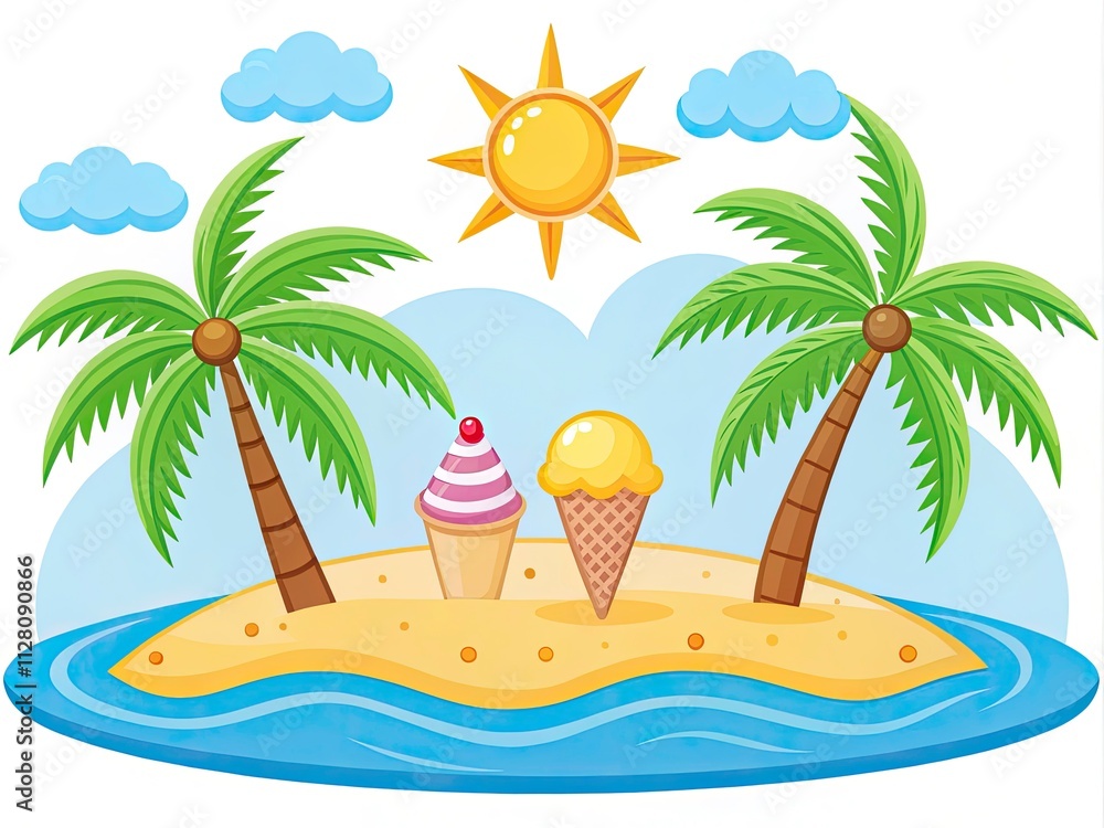 Aufkleber summer vibes flat vector illustration in simple design on white background for creative projects