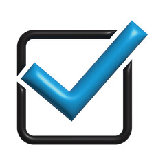 Blue 3D Checkmarks in Modern Black Boxes High-Quality Vector Illustration