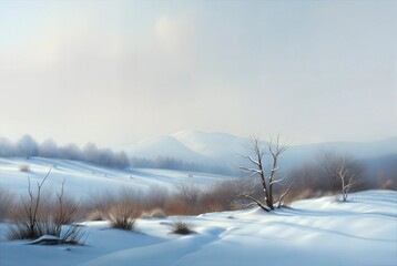 Majestic sunrise in the winter mountains landscape.