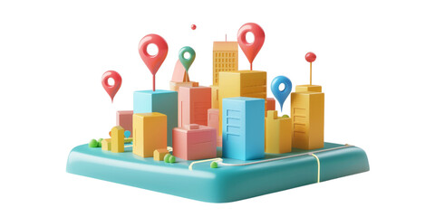 Colorful 3D City Map Illustration