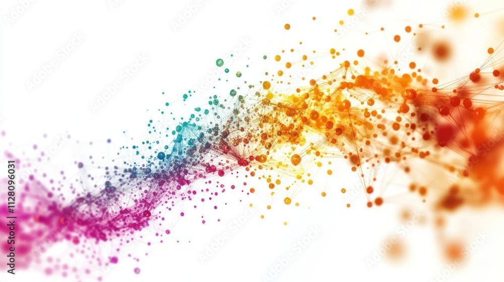 Poster chain, featuring interconnected nodes and vibrant energy flows in a spectrum of colors