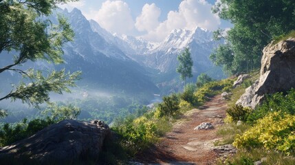 Obraz premium Mountain path to the summit.