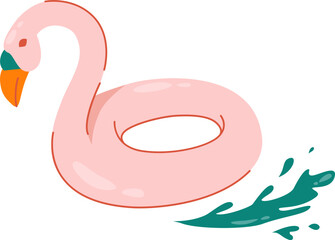 Vector : Lifebuoy Flamingo Holiday Beach Vacation Vibe Illustration Cute Style